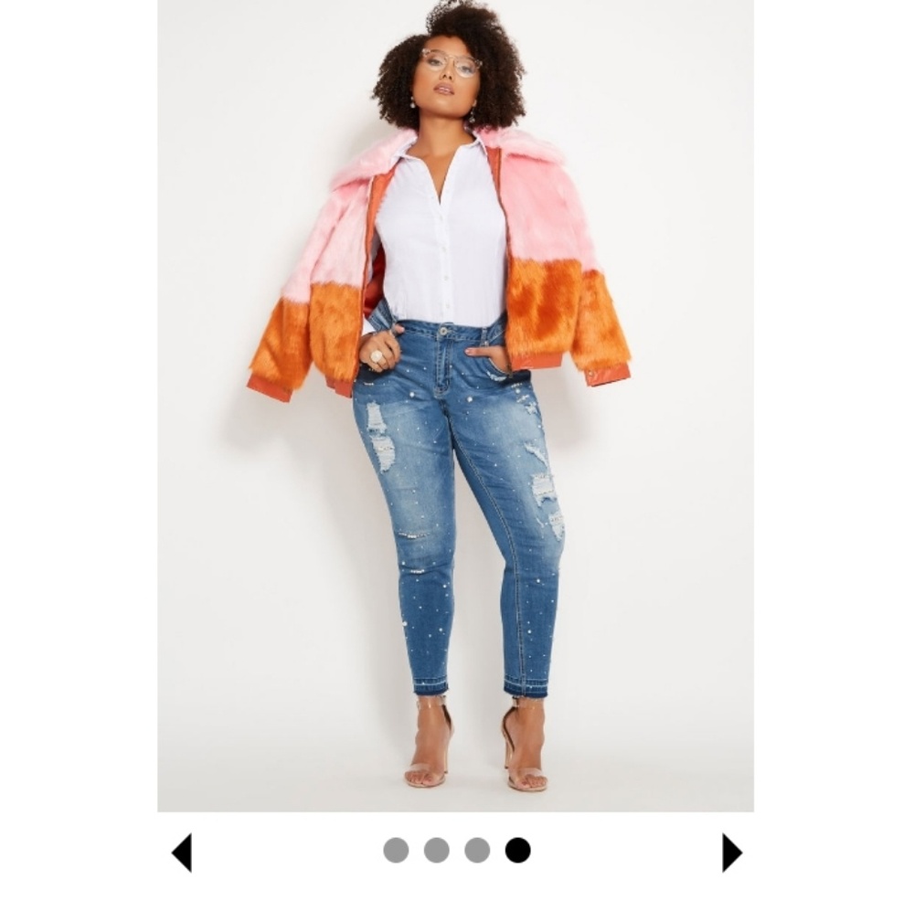 Nwt Ashley Stewart faux fur multi color jacket
